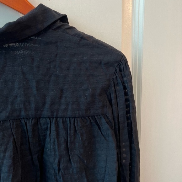 Paris Atelier & Other Stories Black Striped Blouse Button Up Sheer - Picture 8 of 16